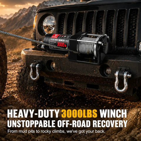 Zehuax 3000LBS 12V DC Electric Winch With Waterproof Steel Cable And Wired Remote Control For ATV UTV Vehicle Recovery on jeep.
