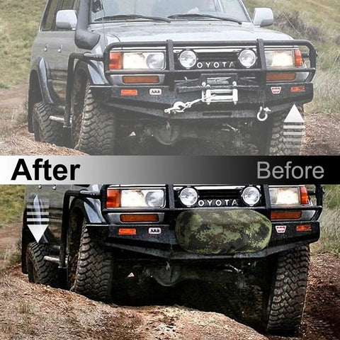 Heavy Duty Waterproof Winch Cover Camo Fits 8500 To 17500 Lb Electric Off Road Truck accessory on a Toyota SUV before and after install.