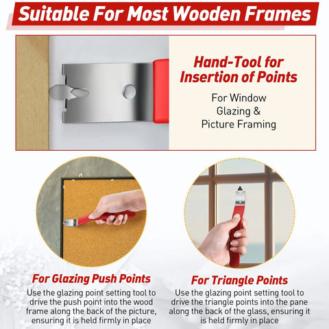 Pro Grade Glazier Point Driver Kit Ships With One Hundred Sturdy Push Pins For Lightning Fast Picture Framing And Zero Drama Glass Mounting Industrial Strength Steel Ensures You Nail Every Project