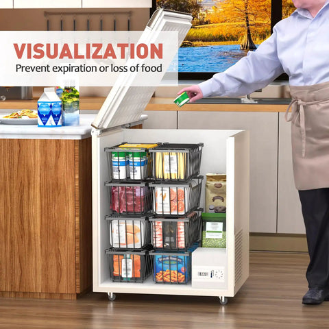 Real Game Changer Freezer Storage System Four Pack Black Bins Designed For Deep Freeze Organization Keep Your Frozen Food Stash Hella Neat And Effortlessly Organized