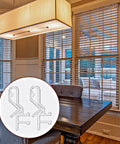 Top Notch Hidden Valance Clips For Window Blinds Clear Plastic Clip Tabs For Horizontal Shades displayed next to a dining area.