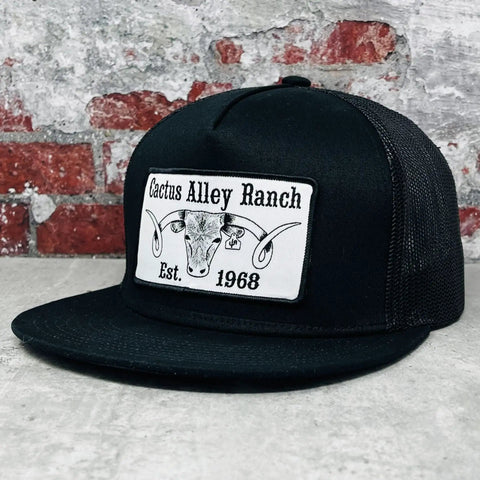 Western Style Adjustable Snapback Hat With Patch Logo In Black, Big Curl Embroidery, Rugged Western Vibe For Cowboys And City Folk.