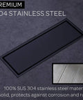 304 Stainless Steel Linear Shower Floor Drain With Tile Insert Grate Removable Cover 12 Inch Rectangle Matte Black Finish