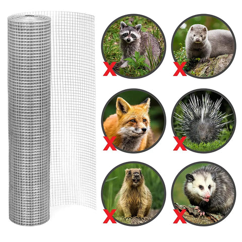 Built Tough 24x50 Half Inch Hardware Cloth Roll 19 Gauge Hot Dip Galvanized After Welding Chicken Wire Fence Mesh with critter protection.