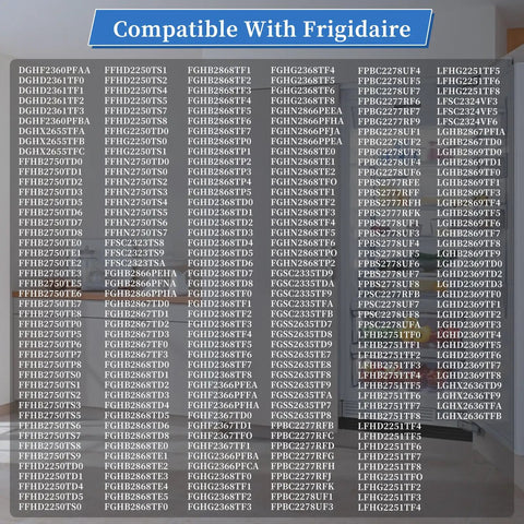 List of refrigerator model numbers compatible with Frigidaire for the Refrigerator Evaporator Fan Motor Replacement