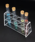 Clear Acrylic Test Tube Holder Rack For 25ml Centrifuge Tubes Six Wells Holds 13 to 20mm Tubes Securely, image showing multi-color tubes