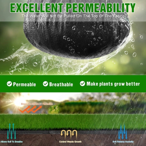 Weed Barrier Landscape Fabric Heavy Duty 3.2oz Ground Cover Mat For Garden Beds And Driveways With Excellent Permeability Features
