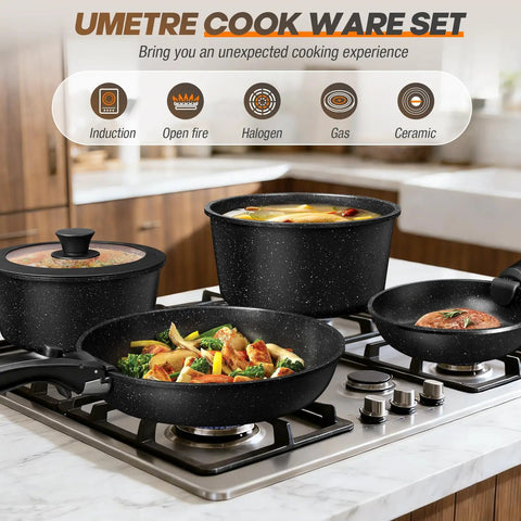 Detachable Handle Nonstick Pots And Pans Set For Induction Cooking 21 Piece RV Kitchen Cookware Dishwasher Safe And Oven Safe