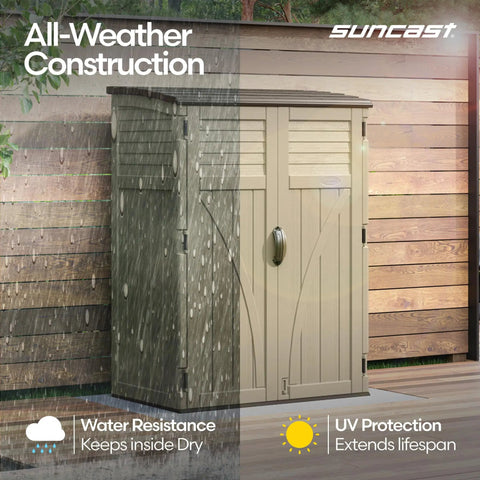 Padlock Ready Outdoor Storage Shed Backyard Ready Water Resistant Resin Cabinet for Patio and Garden Gear