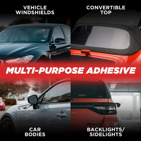Two Pack Polyurethane Windshield Adhesive For Quick Curing No Drip Weather Resistant Auto Glass Bond Ideal For Vertical And Overhead Installations Windshield Repair Kit With Gloves Applicator Tip And Cartridge 310ml used on car windshields and convertibles