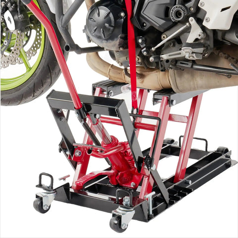 Motorcycle Lift Jack With Wheels 1500 Lbs Hydraulic Dirt Bike Scissor Lift With Handle And Foot Pedal Pro Grade Jack Stand