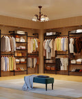 Heavy Duty Wall Mounted Closet System With Expandable Industrial Pipe Clothing Rack displaying organized clothes and shelves in a stylish setting.