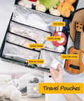 Multisize Mesh Zipper Pouches Set Black Water Resistant Zip Bags categorized for travel storage in suitcase