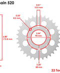 Black Drive Chain And Sprocket Kit For Honda CMX250C Rebel 250 Motorcycle 1985 To 2016 rear sprocket with dimensions.