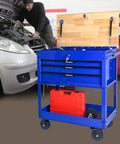 Rolling Tool Cart With Wheels 3 Drawers And A Wooden Top Heavy Duty Mechanics Cabinet For Garage Workshop And Warehouse