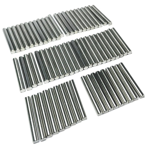 64 Pack 5mm x 40mm Dowel Pins for Shelves and Furniture, 304 Stainless Steel Wood Pegs For Tight Fits, Ground Precision Tolerances, Built Tough Metal Dowel Rods For Everyday Repairs, arranged stainless dowel pins