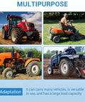 Collage of tractors and lawnmower showcasing versatility of Built Tough Heavy Duty Dump Trailer with 1500 Lbs Capacity