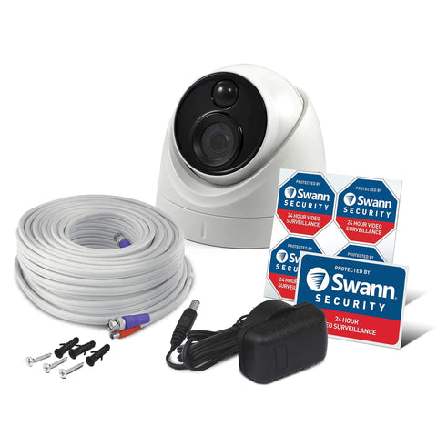 4K Ultra HD PIR Dome Security Camera With Night Vision, Indoor Outdoor Surveillance kit, cable, power adapter, weatherproof CCTV Cam SWPRO-4KMSD Compatible stickers.