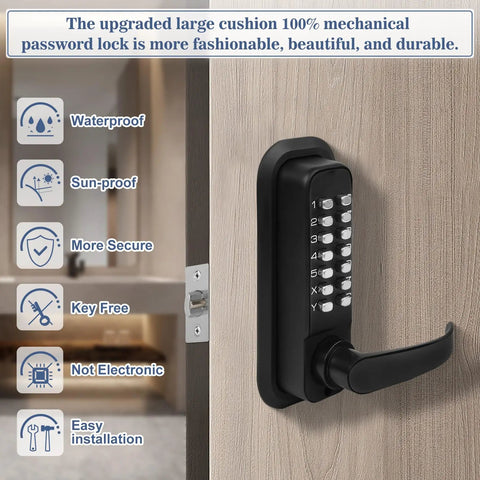 Badass Heavy Duty Stainless Steel Keyless Gate Lock With Handle Outdoor Fence Waterproof Black Silent Self Closing Latch No Mess Setup Hella Durable Gear For Your Yard Security Boost
