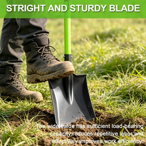 Heavy Duty Flat Shovel With 45 Inch Length Square Blade And 12 Inch Spade Cushioned Grip Ergonomic D Handle digging soil outdoors