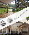 One Eighth Inch Stainless Steel Wire Rope Cable 100 Feet With M5 Turnbuckle And Hardware Kit shown in various applications
