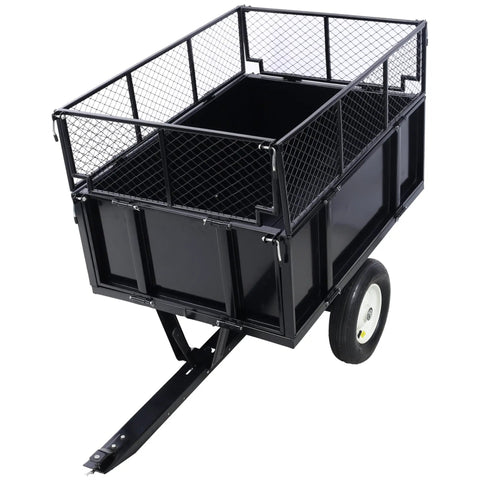 Heavy Duty Steel Dump Trailer 22 Cu Ft Capacity With All Terrain Tires 750 Lb Load Ideal For Rural Property Maintenance Landscaping Gardening And Hauling Materials Across Rough Terrain Hauls Big Loads