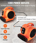 Beast Mode Air Mover Carpet Dryer 0.25 HP 1000 CFM Portable Floor Blower with power outlets and long power cord