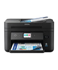 Front view of Go To All In One Wireless Printer For Home Office With Scan Copy Fax Auto Document Feeder And Auto Two Sided Printing Two Point Four Inch Touchscreen Display 150 Sheet Tray And Ethernet Black