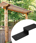 Beefy Heavy Duty Z Shape Bracket Set 3x5 Inches 8 Pcs Z Shape Pergola Brackets for timber with black powder coat installed on pergola.
