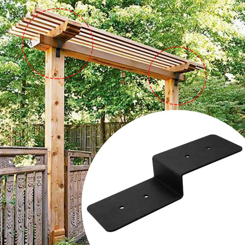 Beefy Heavy Duty Z Shape Bracket Set 3x5 Inches 8 Pcs Z Shape Pergola Brackets for timber with black powder coat installed on pergola.