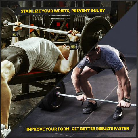 Heavy Duty Wrist Wraps And Lifting Straps For Weightlifting Men High Grip Gym Wrist Support For Bench Press And Deadlift in use