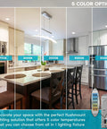 5 color temperature options in kitchen view using 4 Inch Ultra Thin Square LED Recessed Lights Pack Of 4, 12W Dimmable Downlights