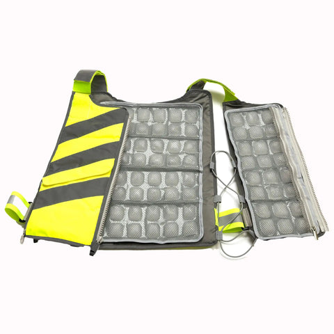 Professional Ice Vest Cooling System With 96 Pure Water Ice Cubes, Hi Vis Yellow Gear for outdoor and workout heat relief