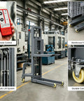Handy Electric Pallet Stacker With Winch Lifts 600 Lbs Heavy Gear, features remote control, hydraulic lift system, and durable casters.