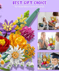 Epic Flower Bouquet Building Set With 1070 Pieces DIY Botanical Blocks For Home And Office Decor, Gift For Adults And Kids Ages 8 Plus Great Gift For Birthday And Valentine's Day Or Graduation Celebrations For Craft Lovers. colorful block bouquet with assorted flowers
