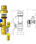 3/4-Inch IPS Lead Free Isolator for Tankless Water Heaters Kit with Full Port Brass Ball Valves, diagram view