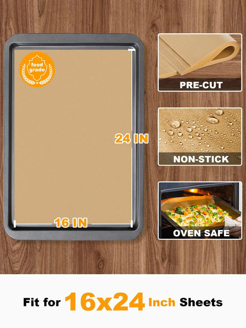 Precut Parchment Paper Sheets 200 Pack Unbleached Nonstick Baking Sheets 16x24 Inches For No Fuss Baking Grilling Air Frying Steaming