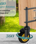 Two Pack 4 Inch Gate Casters With Brake Heavy Duty 250 Lb Capacity Spring Loaded Absorbing Solid Rubber Wheels for Wood Gates