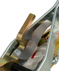 Close-up of Heavy Duty Rope Puller Three Quarter Ton Capacity With One Hundred Foot One Half Inch Rope Aluminum Ratchet Wheel.