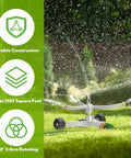 Heavy Duty Metal Rotary Lawn Sprinkler With 3 Arm Automatic Revolving Whirl And Wheeled Base in garden spraying water