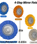 Konvixon 8in buffing wheel polishing kit for angle grinder; 9pc aluminum wheels with 5/8in arbor in blue, orange, beige
