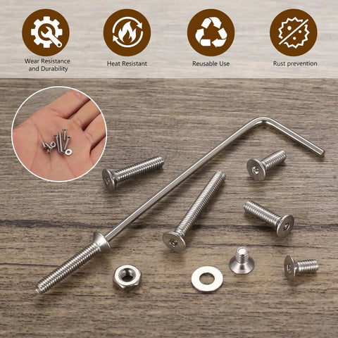 Beefy 1110 Pcs M2.5 Screw Set With 304 Stainless Steel Flat Head Hex Socket Cap Screws Countersunk Bolts Nuts And Washers displayed