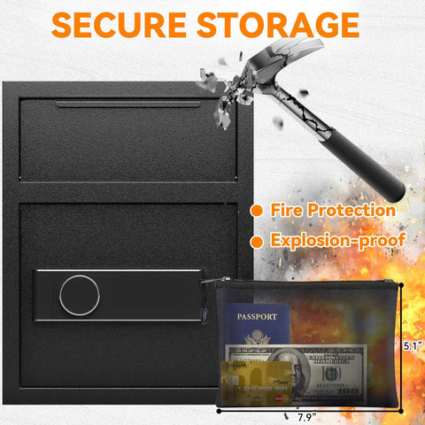 Heavy Duty Depository Drop Safe With Front Drop Slot And Fireproof Construction, showcasing digital lock and anti fishing design.