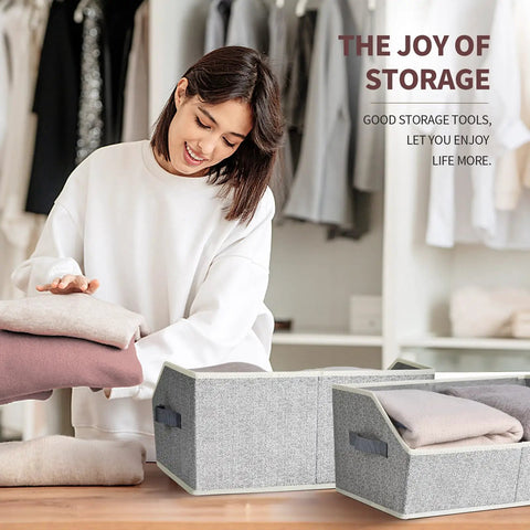 Heavy Duty Fabric Closet Organizers Six Pack With Reinforced Handles Trapezoid Design Collapsible Storage Bins Drop The Hassle And Keep Your Setup Lookin Sharp While Handling All The Daily Grind Effortlessly