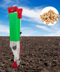 Adjustable Manual Seeder Planter For Home Garden No Bend High Efficiency Seed Distributor in field with corn illustration