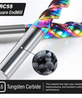 Close-up of Two Millimeter Carbide Square End Mill with Three Flutes and Four Millimeter Shank for Aluminum Milling High Feed U Type Design