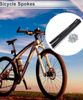Universal Bike Spoke Set 13G 273mm black steel with 36 spokes and nipples for mountain and road bike wheel repair shown with bicycle