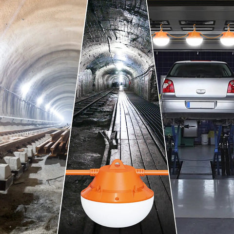 Heavy Duty 120ft Construction String Lights With 180W Work Light And 18000 Lumens Boss Level Brightness Temporary Jobsite Lighting