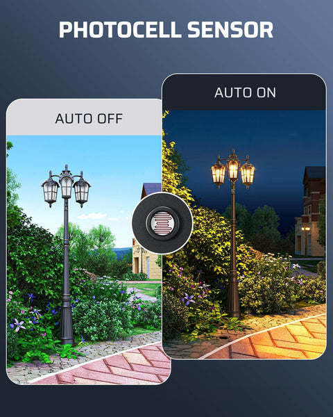 Outdoor Post Light Dusk To Dawn Sensor Switch For Auto On Off Photoelectric Control during day and night comparison