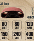 Heavy Duty Sanding Belts Set For Benchtop Belt And Disc Sander 4 By 36 Inches 18 Pack Grit 60 80 120 150 240 400 Aluminum Oxide